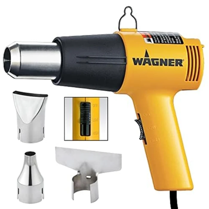Wagner Spraytech 2417344 HT1000 Heat Gun Kit, 3 Nozzles Included, 2 Temp Settings 750ᵒF & 1000ᵒF, Great for Shrink Wrap, Soften Paint, Bend Plastic Pipes, Loosen Bolts and More by Wagner - Used - Acceptable condition - US$19.57