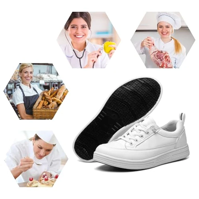 V-Janiffy Women's White Non Slip Work Shoes, White Food Service Slip Resistant Work Shoes, White Women's Nursing Shoes. by V-Janiffy - Image 2