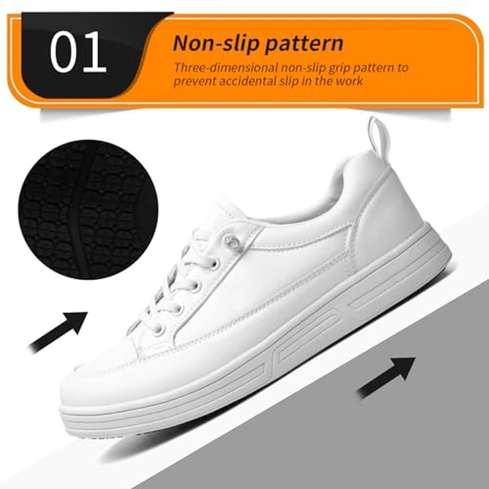 V-Janiffy Women's White Non Slip Work Shoes, White Food Service Slip Resistant Work Shoes, White Women's Nursing Shoes. by V-Janiffy - Image 3