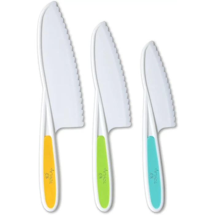 Tovla Jr. Knives for Kids 3-Piece Nylon Kitchen Baking Knife Set - Green by Tovla Jr. - Refurbished - Brand New condition