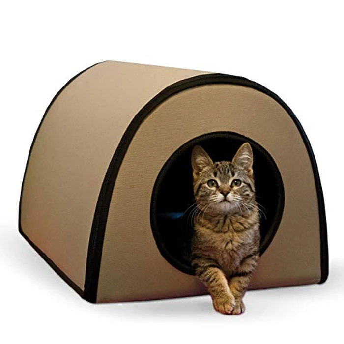K&H Pet Products Mod Thermo-Kitty Heated Shelter Tan 21" x 14" x 13" 25W Great for Outdoor Cats by K&H - Used - Very Good condition