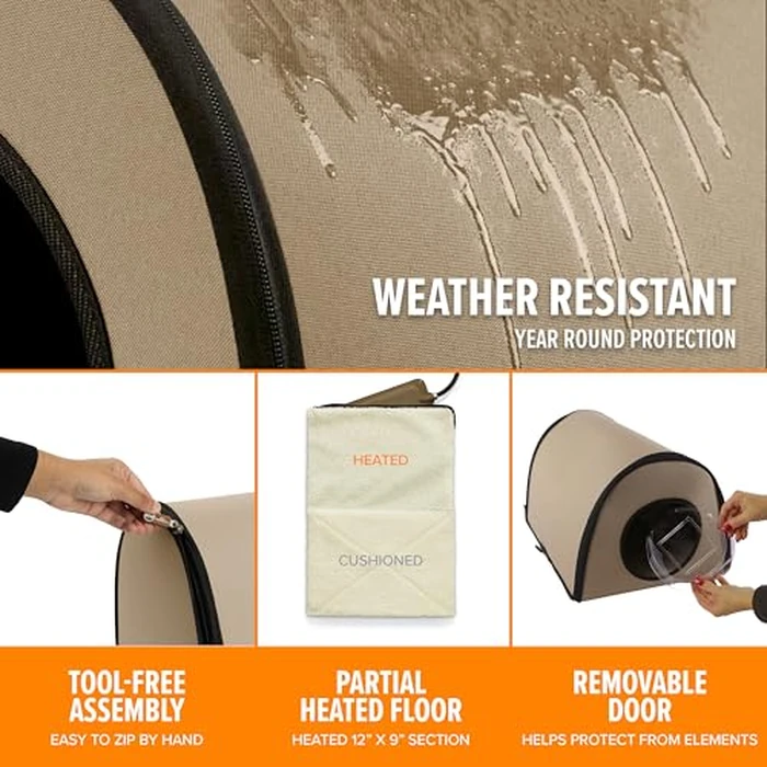 K&H Pet Products Mod Thermo-Kitty Heated Shelter Tan 21" x 14" x 13" 25W Great for Outdoor Cats by K&H - Image 3