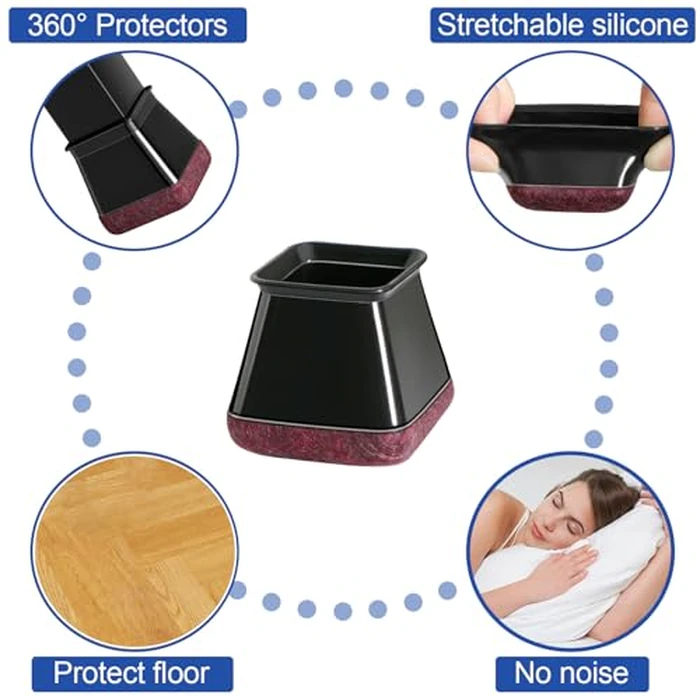 Chair Leg Floor Protectors 32Pcs Silicone Chair Leg Covers. Protective Caps for Furniture Legs with Stronger Felt Slide, Avoid Noise and Scratches, Square L Fit:1 1/8" to 1 9/16" (27-40mm) by RKELA - Image 4