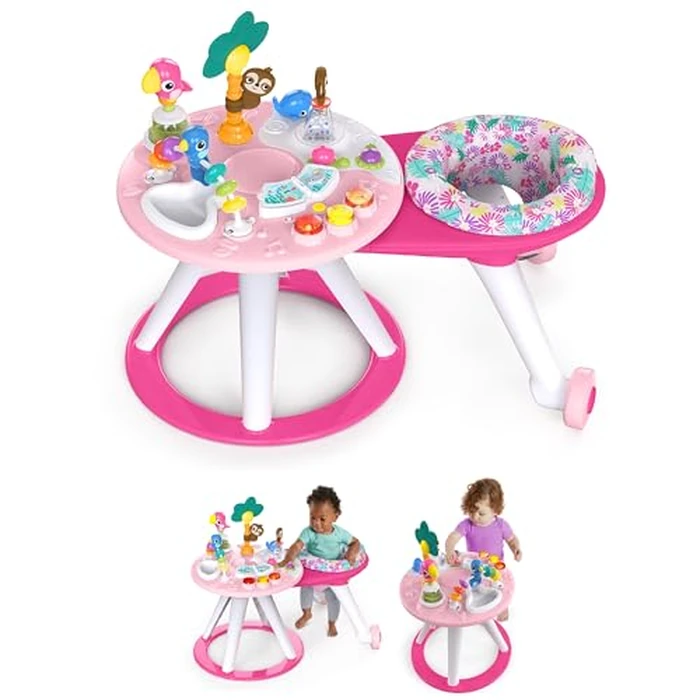 Bright Starts Around We Go 2-in-1 Baby Walker, Discovery Activity Center and Table, Tropic Coral, Ages 6 Months+ by Bright Starts - Image 2
