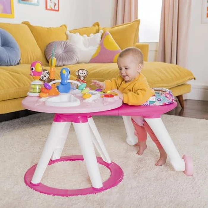Bright Starts Around We Go 2-in-1 Baby Walker, Discovery Activity Center and Table, Tropic Coral, Ages 6 Months+ by Bright Starts - Image 3