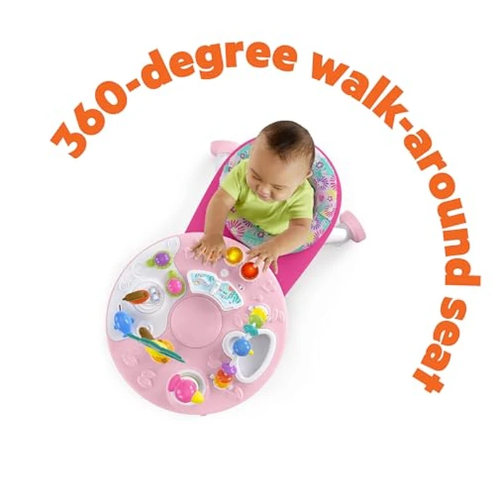 Bright Starts Around We Go 2-in-1 Baby Walker, Discovery Activity Center and Table, Tropic Coral, Ages 6 Months+ by Bright Starts - Image 5