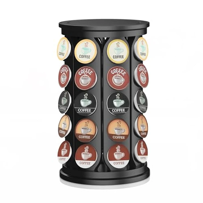 CEHNCEH K Cup Holder, Coffee Pods Holder Storage Organizer Stand Carousel Compatible with 40 Keurig K-Cup Pods, Home or Office Kitchen Counter (Black) by CEHNCEH - Image 1