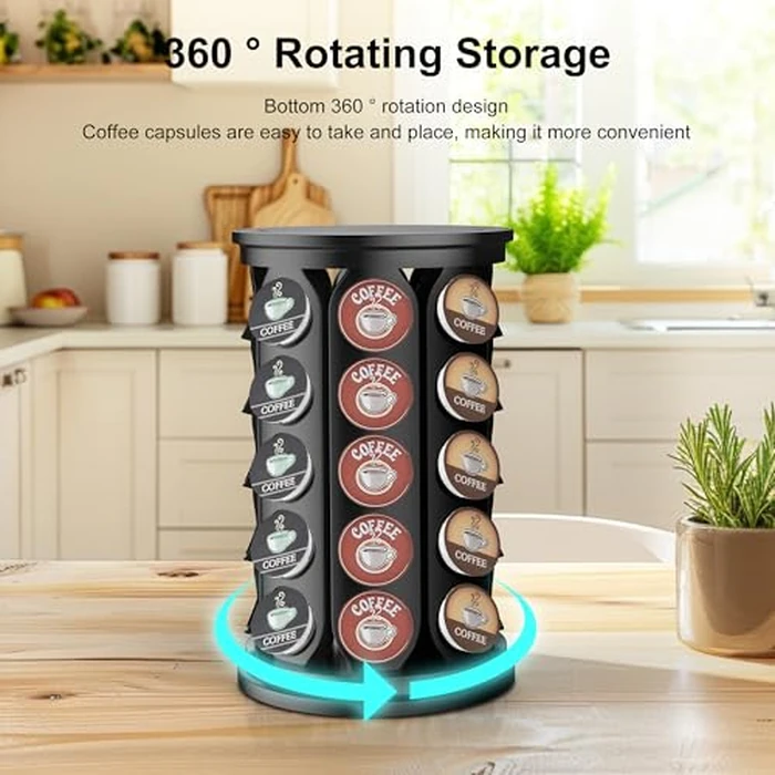CEHNCEH K Cup Holder, Coffee Pods Holder Storage Organizer Stand Carousel Compatible with 40 Keurig K-Cup Pods, Home or Office Kitchen Counter (Black) by CEHNCEH - Image 5