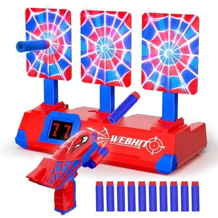 Shooting Toys for 3-12 Year Old Boys, Hero Styles with Glowing Web&Sounds,LCD Scoring and Auto Reset 3 Shooting Targets,Indoor Outdoor Kids Family Games Birthday Easter Gifts for Boys Toys Age 3-12 by Tiyvnsi - Used - Very Good condition