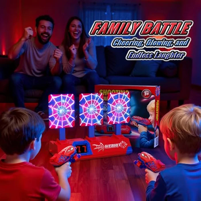 Shooting Toys for 3-12 Year Old Boys, Hero Styles with Glowing Web&Sounds,LCD Scoring and Auto Reset 3 Shooting Targets,Indoor Outdoor Kids Family Games Birthday Easter Gifts for Boys Toys Age 3-12 by Tiyvnsi - Image 7