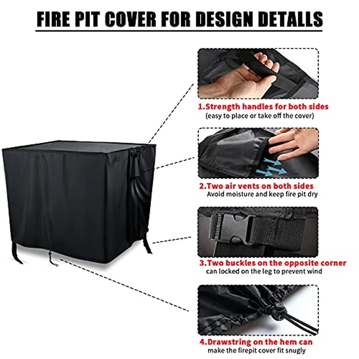 Youlvy Fire Pit Cover Rectangular 48 Inch,Propane Gas Fire Pit Table Cover,Outdoor Waterproof Firepit Table Cover 600D- 48 x 15 x 15 Inch by Youlvy - Image 3