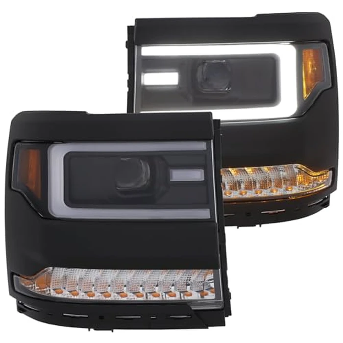 Anzo USA 111373 Projector Headlight Set Clear Lens Black Housing Amber Reflector Pair w/Plank Style Back Not For Use w/Factory LED Headlights w/o HID Kit Projector Headlight Set by ANZO USA - Used - Good condition - US$163.69