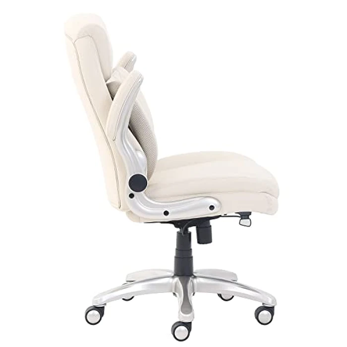 Amazon Basics Ergonomic Executive Office Desk Chair with Lumbar Support, Flip-up Armrests, Adjustable Height, Cream Leather by Amazon Basics - Image 2