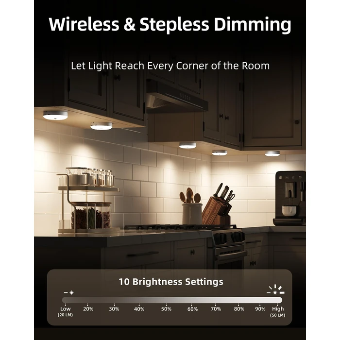 EZVALO 6-Pack Under Cabinet Lighting, Rechargeable Motion Sensor Puck Light with Remote, 3 Color Temps & 12 RGB Colors, Magnetic Stick on Light, Dimmable Under Counter Light for Kitchen, Home Decor by EZVALO - Image 3