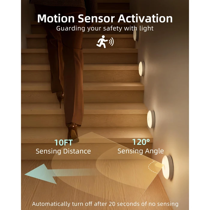 EZVALO 6-Pack Under Cabinet Lighting, Rechargeable Motion Sensor Puck Light with Remote, 3 Color Temps & 12 RGB Colors, Magnetic Stick on Light, Dimmable Under Counter Light for Kitchen, Home Decor by EZVALO - Image 4