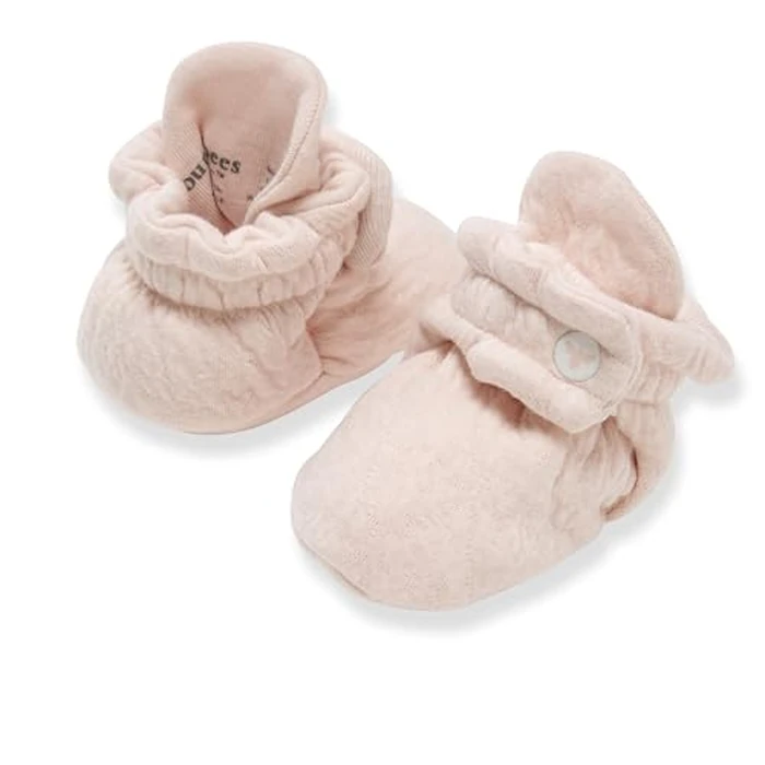 Burt's Bees Baby Girls Booties Organic Cotton Newborn Essentials Shoes, Gender Neutral Color for Ages 0 to 9 Months Old by Burt's Bees Baby - Image 1