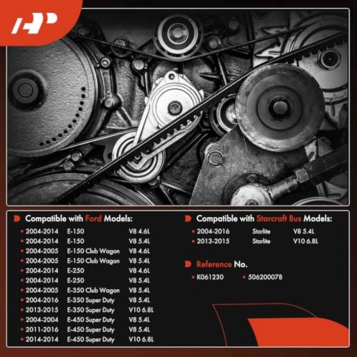 A-Premium Serpentine Belt 123 In For Ford E-250 04-14, E-150 E-350 Club Wagon 04-05, E-450 Super Duty 04-16, Accessory Drive, 6 Rib by A-Premium - Image 2