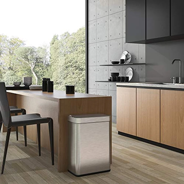 iTouchless 50 Liter / 13 Gallon Wings-Open Lid Sensor Kitchen Trash Can with Odor Filter - Dog-Proof Slim Automatic Stainless Steel Garbage Recycling Bin for Home, Office, Bedroom, Business or Garage by iTouchless - Image 3