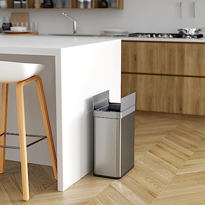 iTouchless 50 Liter / 13 Gallon Wings-Open Lid Sensor Kitchen Trash Can with Odor Filter - Dog-Proof Slim Automatic Stainless Steel Garbage Recycling Bin for Home, Office, Bedroom, Business or Garage by iTouchless - Image 5