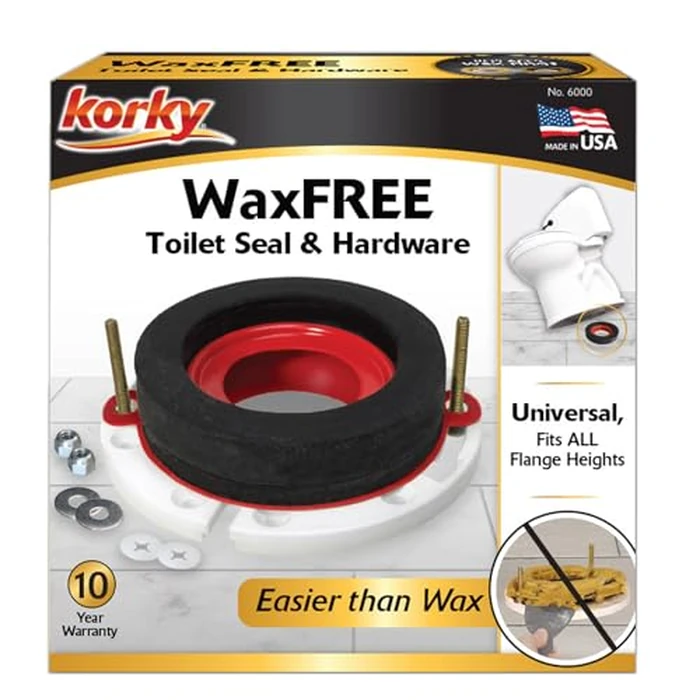 Korky 6000BP Universal Toilet WaxFree Seal with Hardware - Toilet Installation Made Easy - Made in USA , Red by Korky - Used - Like New condition - US$11.65