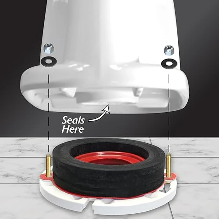 Korky 6000BP Universal Toilet WaxFree Seal with Hardware - Toilet Installation Made Easy - Made in USA , Red by Korky - Image 4