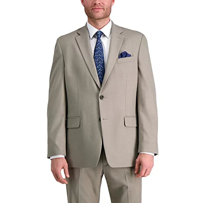 Haggar Mens Premium Stretch Solid Suit Separates - Pants & Sport Jacket, Oatmeal, 44 Tall US by Haggar - Used - Like New condition - US$60.93
