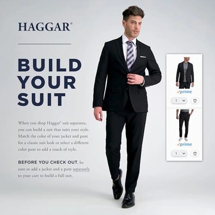 Haggar Mens Premium Stretch Solid Suit Separates - Pants & Sport Jacket, Oatmeal, 44 Tall US by Haggar - Image 4
