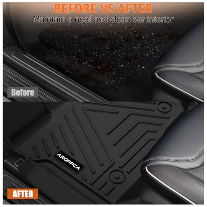 All Weather Floor Mats for 2017-2025 Ford F250/F350 SuperCrew Cab with Rear Under Seat Storage, TPE Rubber Floor Liners Anti-Slip Full Set Automotive Mats for 2024 2025 F250/F350 Accessories by Aroppca - Image 6