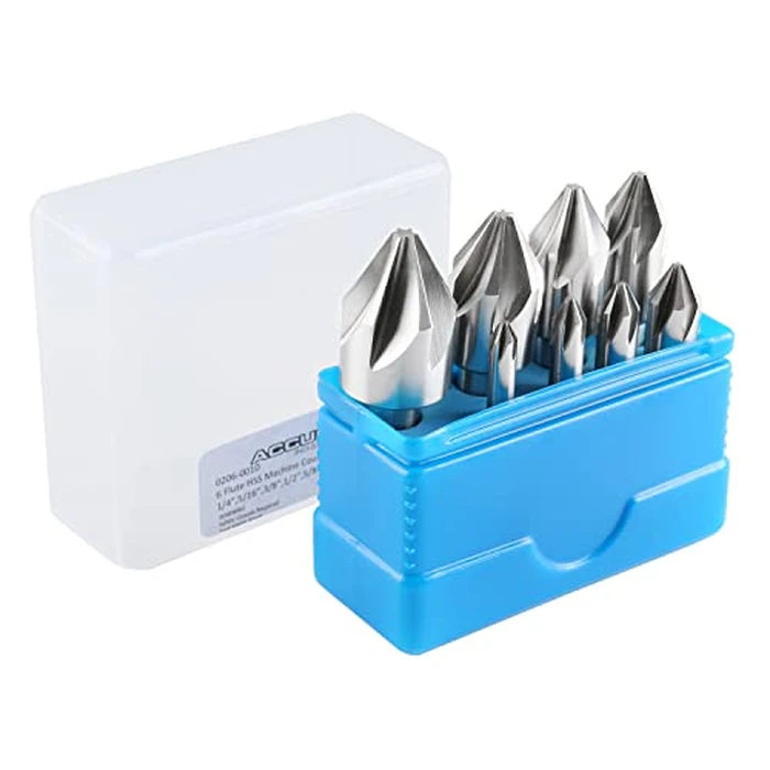 Accusize Industrial Tools 6 Flute H.S.S. Machine Countersink, 8 pc, 60 Degree, Precision Ground, 0206-0010 by Accusize Industrial Tools - Used - Like New condition - CA$84.52