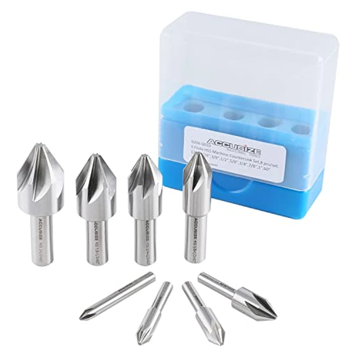 Accusize Industrial Tools 6 Flute H.S.S. Machine Countersink, 8 pc, 60 Degree, Precision Ground, 0206-0010 by Accusize Industrial Tools - Image 2