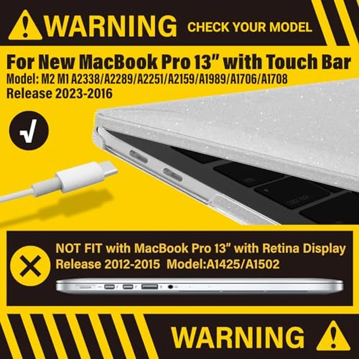 IBENZER Compatible with 2025 2024 M2 M1 MacBook Pro 13 Inch Case 2025-2016 A2338 A2289 A2251 A2159 A1989 A1706 A1708, Hard Shell Case&Keyboard Cover for Mac Pro 13, Star Clear,CA-T13-S-CL+1 by IBENZER - Image 4