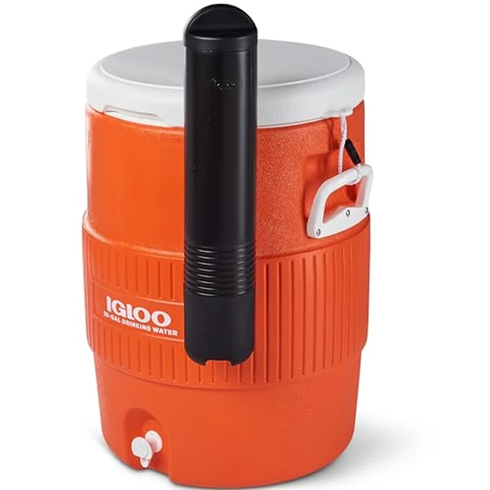 Igloo 10 Gallon Portable Sports Cooler Water Beverage Dispenser with Flat Seat Lid, Insulated Beverage Dispenser, Orange/White by Igloo - Used - Very Good condition - US$53.99