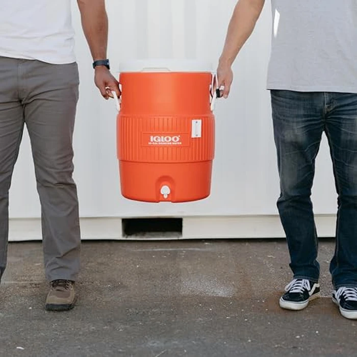 Igloo 10 Gallon Portable Sports Cooler Water Beverage Dispenser with Flat Seat Lid, Insulated Beverage Dispenser, Orange/White by Igloo - Image 4