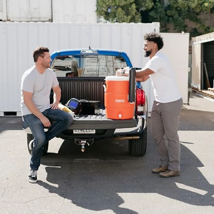 Igloo 10 Gallon Portable Sports Cooler Water Beverage Dispenser with Flat Seat Lid, Insulated Beverage Dispenser, Orange/White by Igloo - Image 5