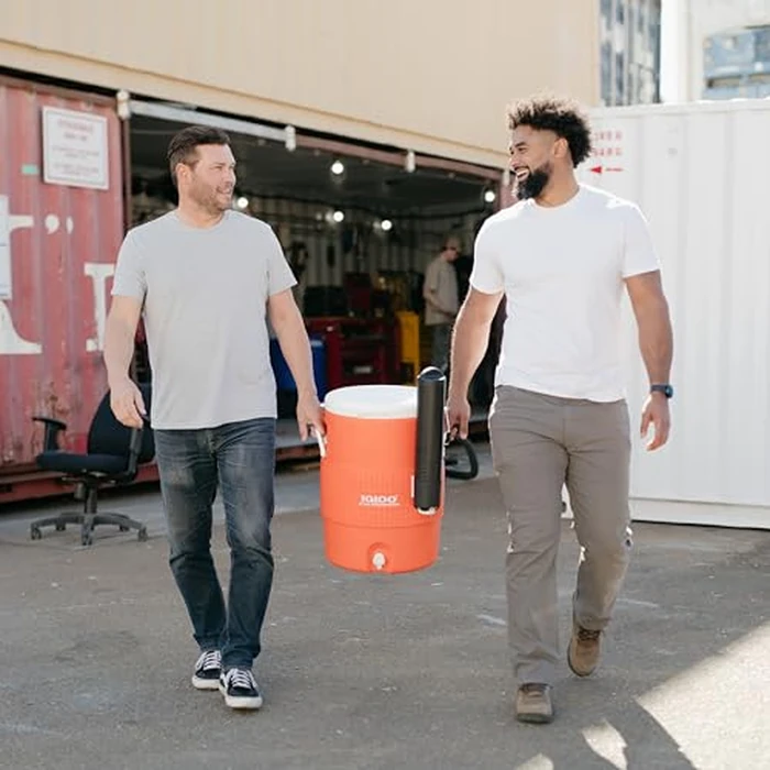 Igloo 10 Gallon Portable Sports Cooler Water Beverage Dispenser with Flat Seat Lid, Insulated Beverage Dispenser, Orange/White by Igloo - Image 6