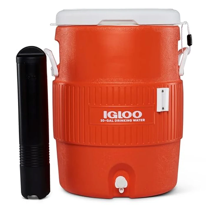 Igloo 10 Gallon Portable Sports Cooler Water Beverage Dispenser with Flat Seat Lid, Insulated Beverage Dispenser, Orange/White by Igloo - Image 8