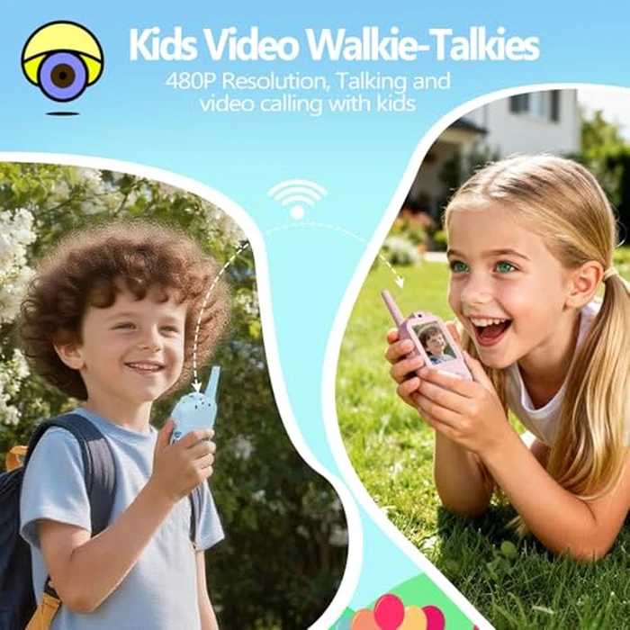Video Walkie Talkies for Kids, Rechargeable Kids Walkies Talkies 2 Pack, Indoor Outdoor Toys for Game Party Camping, Christmas Birthday for Aged 3 4 5 6 7 8 9 Girls Boys,Blue&Blue by Syutinn - Image 2