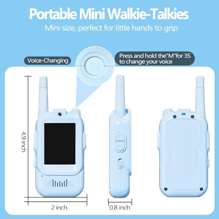 Video Walkie Talkies for Kids, Rechargeable Kids Walkies Talkies 2 Pack, Indoor Outdoor Toys for Game Party Camping, Christmas Birthday for Aged 3 4 5 6 7 8 9 Girls Boys,Blue&Blue by Syutinn - Image 4