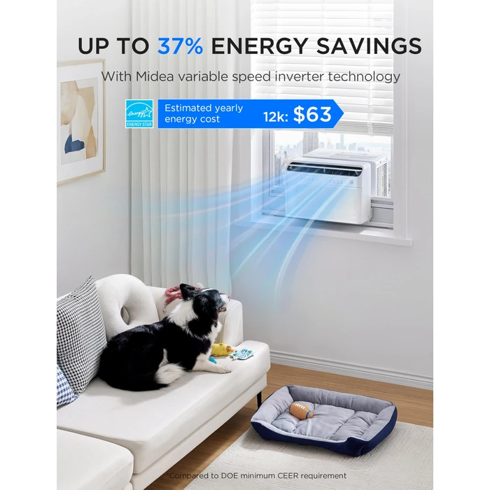 Midea 12,000 BTU U Shaped Smart Inverter Window Air Conditioner - Cools 550 Sq Ft, Ultra Quiet with Open Window Flexibility - Alexa/Google Assistant Compatible - 35% Energy Savings, Remote (Updated) by Midea - Image 4