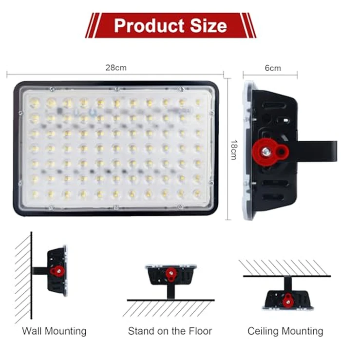Indmird 200W Led Outdoor FloodLight, Exterior Flood Lights, Led Stadium Lights, Plug in Flood Light, for Yard, Garden, Playground, Lawn, Garages,Basketball Court, Stadium by Indmird - Image 4