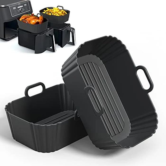 PINTAUR Silicone Air Fryer Liners 2 Pack, Reusable Liners for Ninja Air Fryer Accessories, Compatible with Ninja Foodi DZ201 DZ401 6-in-1 8-10QT Air Fryer Basket by PINTAUR - Used - Very Good condition