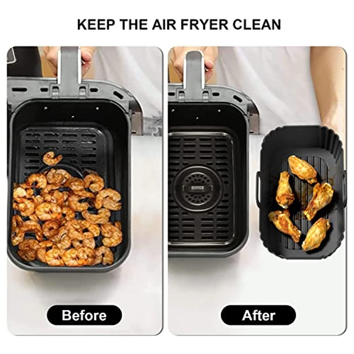 PINTAUR Silicone Air Fryer Liners 2 Pack, Reusable Liners for Ninja Air Fryer Accessories, Compatible with Ninja Foodi DZ201 DZ401 6-in-1 8-10QT Air Fryer Basket by PINTAUR - Image 4