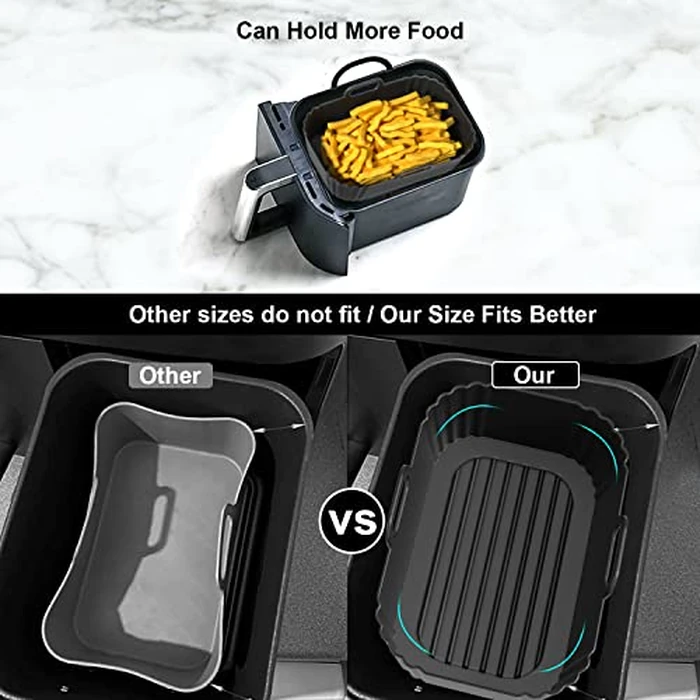 PINTAUR Silicone Air Fryer Liners 2 Pack, Reusable Liners for Ninja Air Fryer Accessories, Compatible with Ninja Foodi DZ201 DZ401 6-in-1 8-10QT Air Fryer Basket by PINTAUR - Image 6