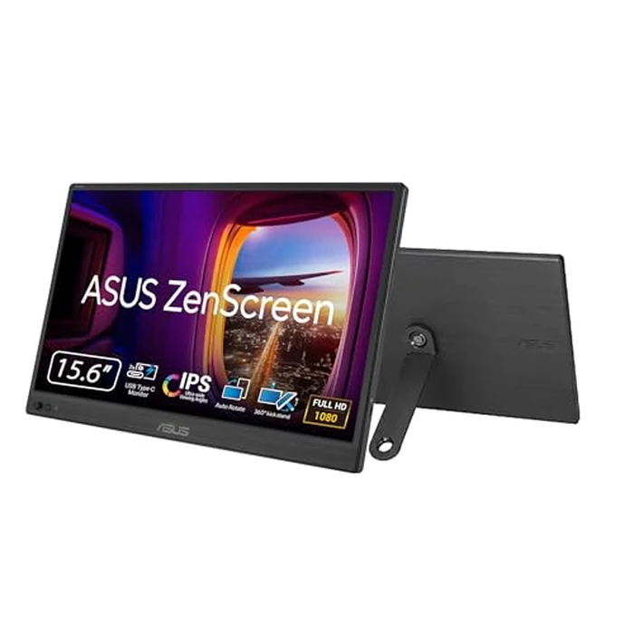 ASUS ZenScreen 15.6” Portable Monitor for Laptop (MB169CK) - Dual USB-C, Mini-HDMI, Plug & Play External Screen for Travel Dual Setup, Full HD, IPS, Anti-Glare Surface, 360 degrees Kickstand, 3yr Warranty by Asus - Image 1