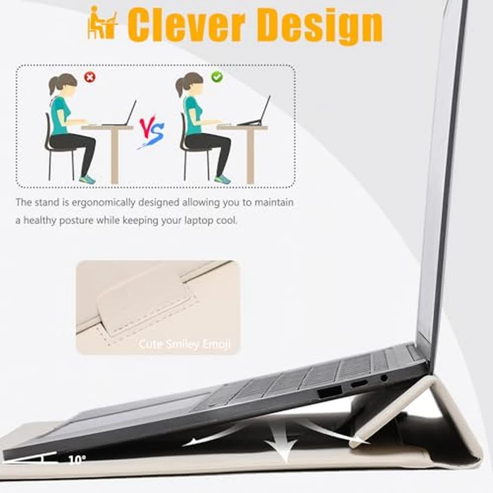 HYZUO 15-16 Inch Laptop Case Bag Sleeve with Stand Feature for MacBook Pro 16 M5/M4/M3/M2/M1 Pro/Max 2026-2019, XPS 15, MacBook Pro 15 2015-2012, Samsung Galaxy Book Flex 15, Beige by HYZUO - Image 2