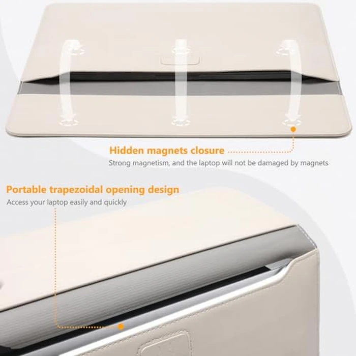 HYZUO 15-16 Inch Laptop Case Bag Sleeve with Stand Feature for MacBook Pro 16 M5/M4/M3/M2/M1 Pro/Max 2026-2019, XPS 15, MacBook Pro 15 2015-2012, Samsung Galaxy Book Flex 15, Beige by HYZUO - Image 4