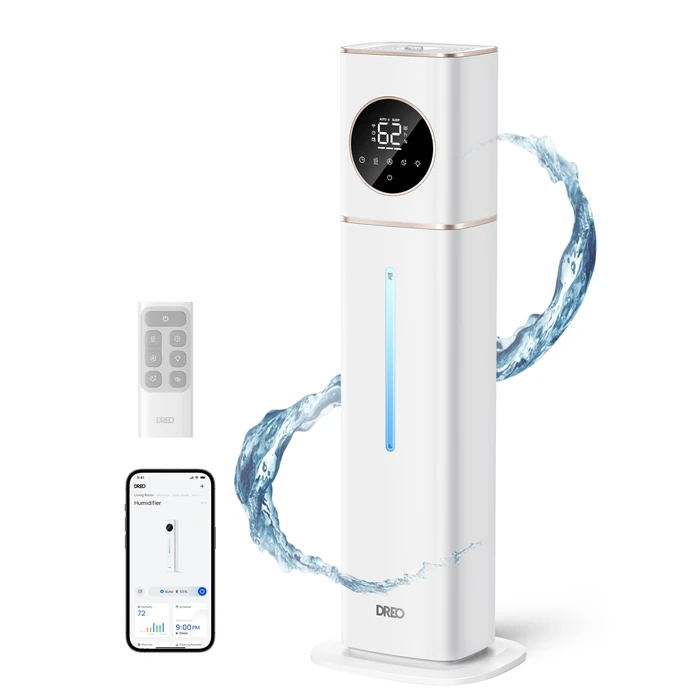 DREO HM735S 11L Smart Humidifier Large Room 700 ft², 100H Cool Mist Air Humidifiers for Bedroom, Top-Fill Self-Cleaning Tank, 26dB, Auto Mode, Aroma Box, RGB Light, Remote & APP Control, Baby, White by DREO - Image 1