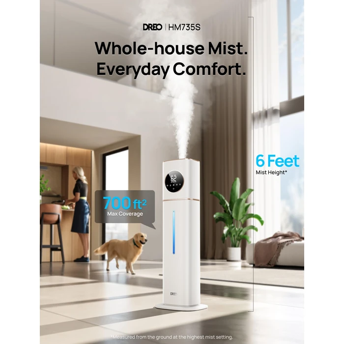 DREO HM735S 11L Smart Humidifier Large Room 700 ft², 100H Cool Mist Air Humidifiers for Bedroom, Top-Fill Self-Cleaning Tank, 26dB, Auto Mode, Aroma Box, RGB Light, Remote & APP Control, Baby, White by DREO - Image 2