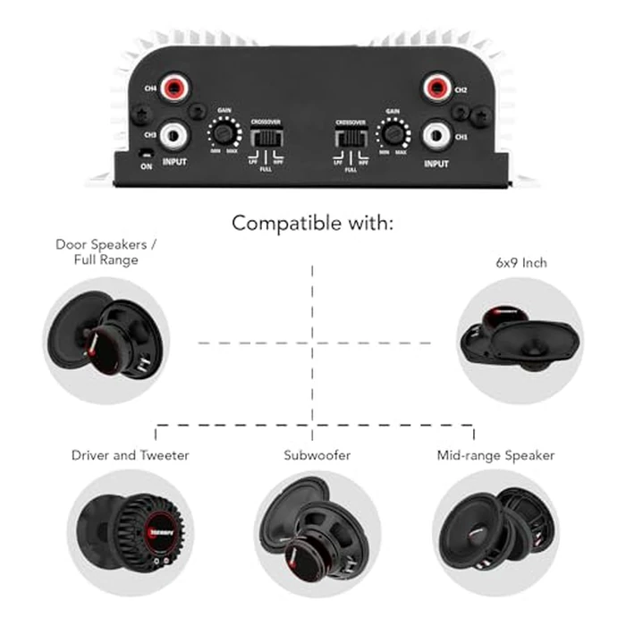 Taramps TS 400x4 400 watts RMS 4 Channels Full Range Car Audio Amplifier, 2 Bridged Channels, RCA Input Class D, Output Power, Multichannel Amplifier System, Small - TS400X4 by Taramp's - Image 7