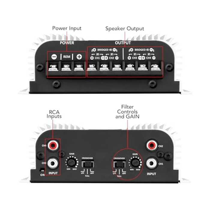 Taramps TS 400x4 400 watts RMS 4 Channels Full Range Car Audio Amplifier, 2 Bridged Channels, RCA Input Class D, Output Power, Multichannel Amplifier System, Small - TS400X4 by Taramp's - Image 9